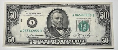 1981 $50 Fifty Dollar Bill Federal Reserve Note  Boston MA Vintage Currency (A) - Image 1 of 4