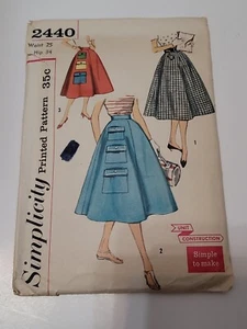 Rare Simplicity 2440 Misses Flap Pocket Flared Skirt W24 Vintage Sewing Pattern - Picture 1 of 2