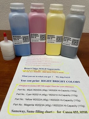 (200g x 4) Toner Refill for HP M454, M479, Canon 055 H (W2020 A/X ~ W2023 A/X) - Image 1 of 4