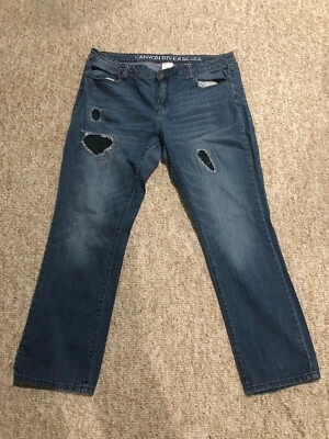 Pantalones de mezclilla azules de pierna recta Canyon River para mujer talla 14 elásticos regulares Foto 1 de 3