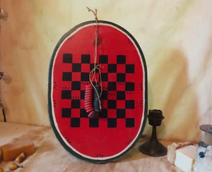 Handmade Primitive Wood Wooden Watermelon Checkerboard Folk Art Farmhouse - Picture 1 of 5