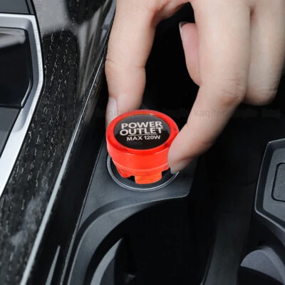 Car Cigarette Lighter Power Outlet Button Socket Plug Cover Red Car Accessories - Image 1 of 4