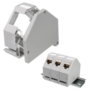 1x Hutschienenadapter RJ45 Keystone Jacks Modul LAN Cat.5e 6 6a 8 Halterung - Bild 1 von 9