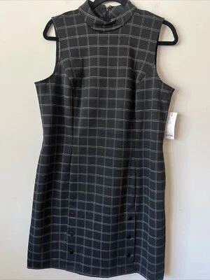 Size L Black Windowpane Print Check Sheath Dress by Apt9 Size Large L NWT - Image 1 of 4