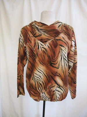 Ladies Top Maggie Sweet size S, bust 34-36", brown tiger print polyester 1112 - Image 1 of 3
