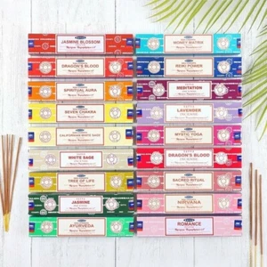 Palos de incienso Satya Nag Champa Joss 15 g genuino surtido aromas aleatorios mixtos 12 - Imagen 1 de 5