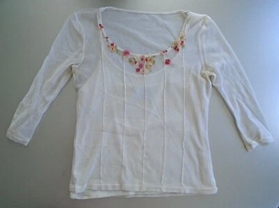 DKNY 大圆领透明花卉覆盖面细肩带背心 3/4 袖衬衫 — 第 1/4 张图片