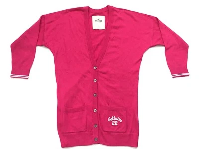 Womens Junior Hollister Pink Cardigan Sweater 3/4 Sleeve Size Small Button Front - Image 1 of 4