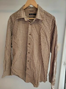 Nautica Men's Brown Plaid Long Sleeve Button Down Size Large - Picture 1 of 4