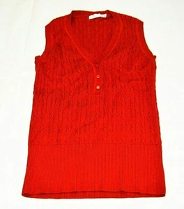Millau Women's Sleeveless Vest V Neck Cable Knit Stretch Button Red Size Small - Picture 1 of 6