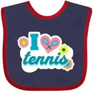Inktastic I Love Tennis Baby Bib Sports Coach Team Vintage Clothing Infant - Picture 1 of 13