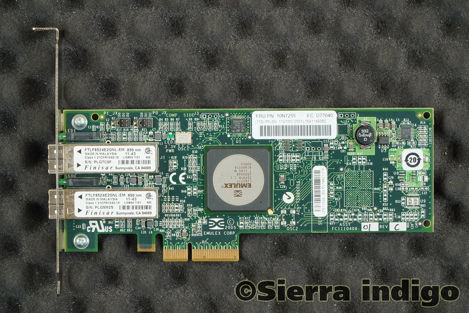 10N7255 IBM PCIe 2-Port 4Gb Fibre Channel Card Emulex FC112005-01C - Immagine 1 di 1
