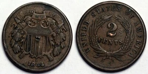 1864 Two Cent Piece - Picture 1 of 1