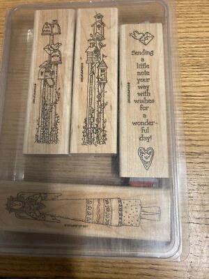 Estampación de notas no tan cortas Angel Birdhouse 4 estampillas de montaje en madera L0819 Foto 1 de 4