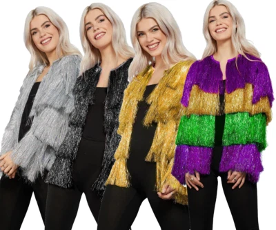 Chaqueta de Festival de Oropel Fiebre Festival de Carnaval Damas Vestido Elegante Fiesta Rave Dis Foto 1 de 4