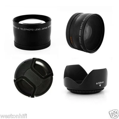 NIKON D5200 D3200 D5000 D7000 D5100 WIDE ANGLE + TELEPHOTO LENS + MACRO + HOOD  - Image 1 of 4