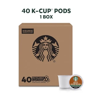 Starbucks Cialde Caffè Decaffeinato K-Cup, Miscela Casa per Birrai Keurig, 1 Scatola (40 Cialde - Foto 1 di 5