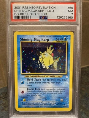 Pokémon Shining Magikarp Double Holo Neo Revelation 66/64 PSA 7 - Image 1 of 2
