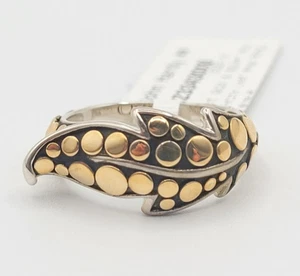 NEW JOHN HARDY Dot Sterling Silver 18K Yellow Gold Ayu Petite Leaf Wrap Ring SZ8 - Picture 1 of 9