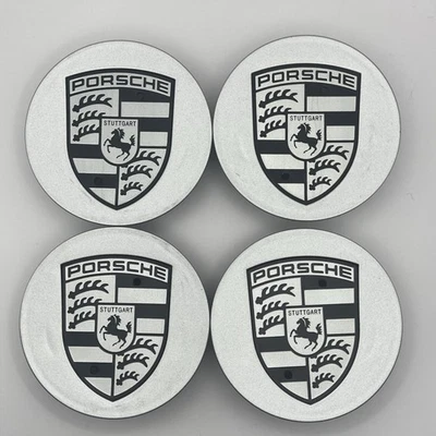 Factory Porsche Center Caps Silver Black NEW OEM 911 Cayenne Wheel 7L5601149 - Image 1 of 4