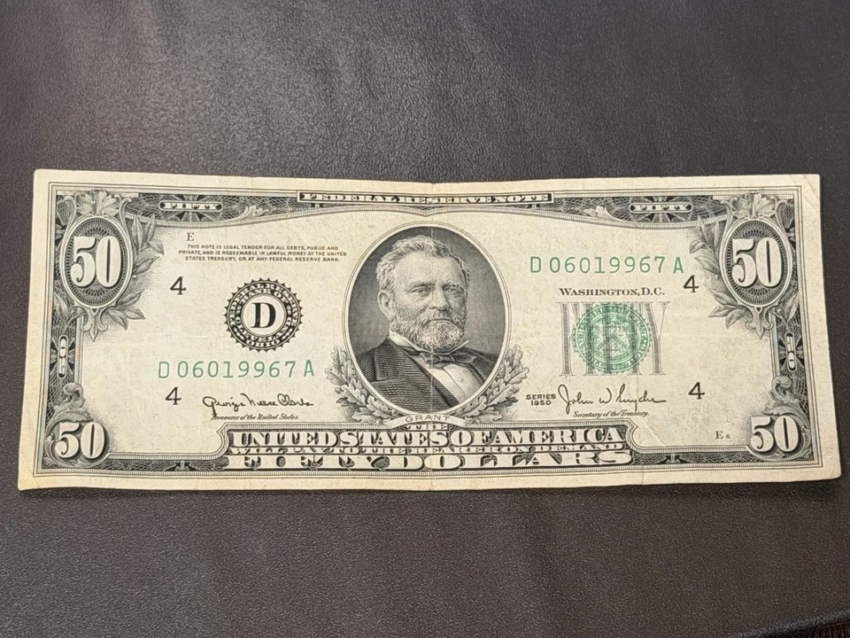 1950 D $50 Fifty Dollar Federal Reserve Green Seal New York Note  - Image 1 of 4