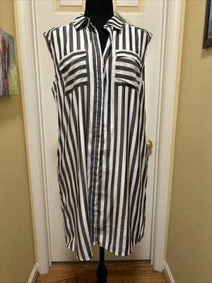 NY&C Women's Sleeveless, Black And White Striped Dress In WT - Image 1 of 4
