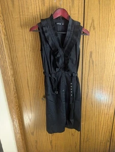 Macy's Apt. 9 Youth Size 6 Black Belted Ruffle Dress Button Down - Picture 1 of 6