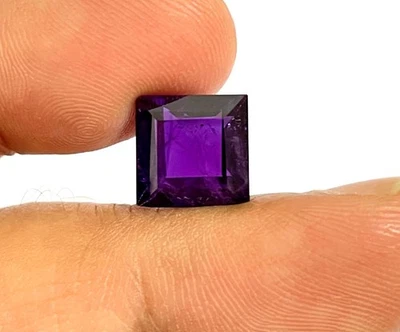 5Ct. Piedra preciosa cuadrada corte facetado amatista natural 10x10x6 mm para hacer joyas Foto 1 de 4