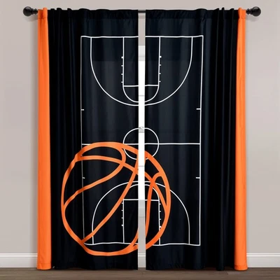 Juego de Panel Cortina Ventana Juego de Baloncesto, Par, 52" W x 84" L, Negro y Naranja... Foto 1 de 4