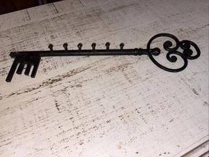 Cast Iron Key Hooks in the shape of a key. Coat Hooks Key Rack - Picture 1 of 7