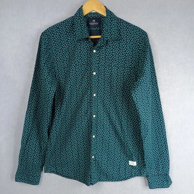 Scotch & Soda Mens Size M Green Triangle Pattern Cotton Long Sleeve Shirt - image 1 of 4