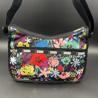 Bandolera/bolso de hombro Lesportsac Classic Hobo LUSH negro brillante floral Foto 1 de 4