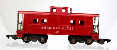American Flyer 1953 Caboose 638 Red Plastic White Letters Metal Chimney - Image 1 of 4