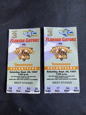  Boleto de fútbol americano universitario Peyton Manning Florida 1997 Tennessee Vols 9/20 Foto 1 de 4