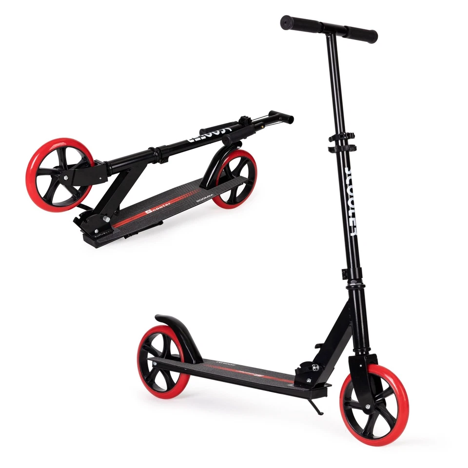 Kinder Roller klappbar – Aluminium City Scooter mit großen Rädern – Schwarz - Bild 1 von 4