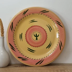 Vintage Cactus Plate – 27.5cm Handpainted Folk Art Ceramic – Wall or Table Decor - Picture 1 of 4