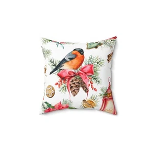 Christmas Pinecone Square Pillow, Festive Home Decor Accent Cushion, Holiday - Picture 1 of 7