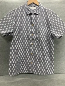 Lucky Brand Mens Small Blue White Button Up Shirt Geometric - Picture 1 of 13