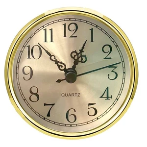 Mini Runde Quarzuhr - 3,5 Zoll (90 mm) Gold Zifferblatt, goldfarbene Lünette, arabische... - Bild 1 von 6