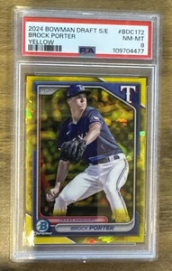 2024 Bowman Zafiro Cromo Amarillo Texas Rangers Brock Porter 6/75 PSA 8 - Imagen 1 de 2