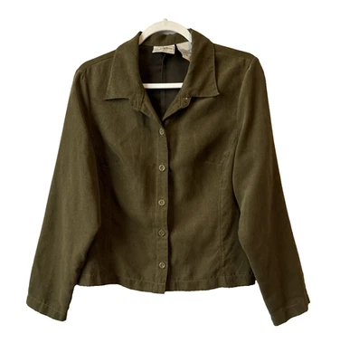 Chaqueta Blazer Ligera Studio Ease Para Mujer 12 Boho Verde Oliva Imitación Gamuza Foto 1 de 4