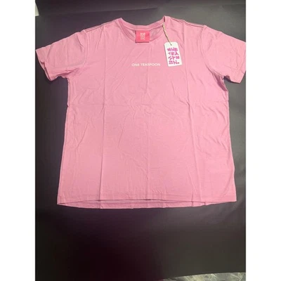 One Teaspoon NEW Logo Organic Crew Tee Candy Pink Short Sleeve T-Shirt Medium - Image 1 of 4
