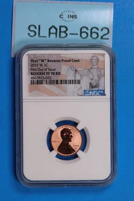 2019-W 1C LINCOLN SHIELD REVERSE PROOF NGC PF70 FDOI SLAB-662 - Image 1 of 2