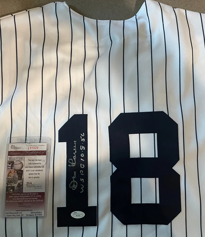 Don Larsen Signed Autographed Jersey NY Yankees "WS PG 10-8-56" JSA I 81626 - Image 1 of 3