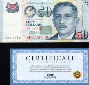SINGAPORE 50 Dollars w/2 Stars 2017 P-49i Banknote Circulated -BEST- - Picture 1 of 2