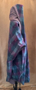 Small J Gallery Reversible Poncho Cape Coat Zip Front Vintage Purple Plaid women - Picture 1 of 10