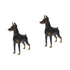  Set of 2 Lifelike Animal Statue Simulated Doberman Pinscher Home Decor