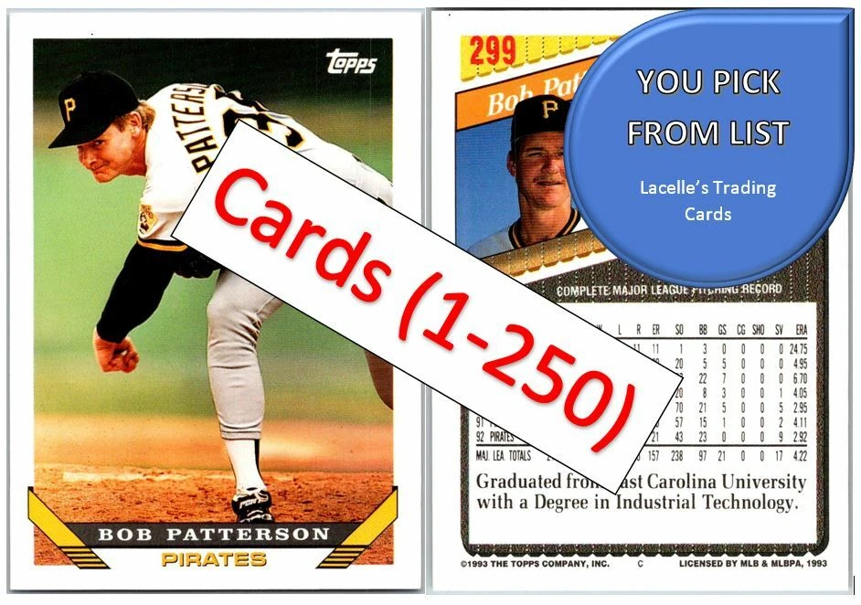 1993 Topps Baseball Cards (1 - 250) - U-Pick From List - Image 1 of 1