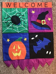 Halloween Gran Jardín Bandera Calabaza Araña Bruja Murciélago 27X39 - Imagen 1 de 2