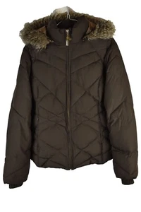 Per Una Womans Brown Padded Puffer Hooded Parka Size M Jacket Outdoors - Picture 1 of 12